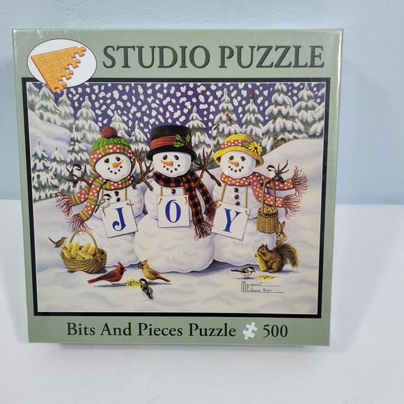 Joyful Trio Snowmen Bits & Pieces Jigsaw Puzzle 500 Piece 16"x20"  72722-2M5 - Picture 3 of 4
